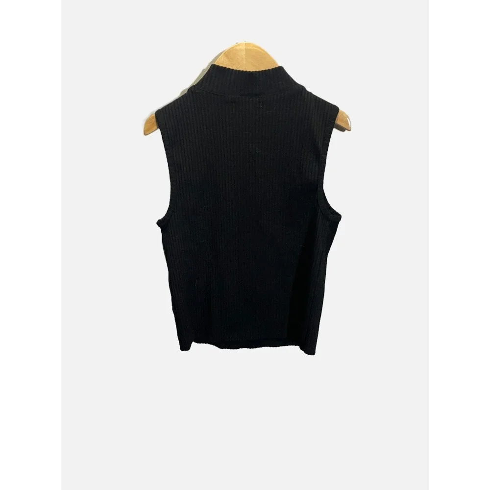 GB Girls Mock Neck Top Kids Large Black Ribbed Sleeveless Casual Minimalist